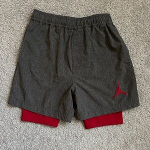 Jordan Kids Gray and Red Layered Shorts